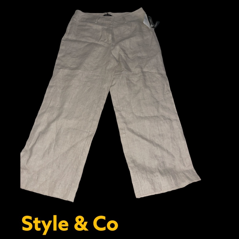 Style & Co Wide Leg Capri Linen Pants Sz 6 NWT